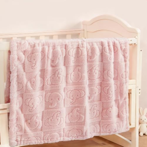 Image of Pro Goleem Elephant Baby Fleece Blanket, Baby Blanket for Girls, 30 inch x 40 inch Soft Crib & Stroller Blanket for Newborns and Toddlers, (Pink)