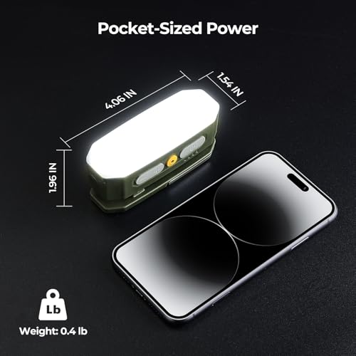 Image of BougeRV Movable Area Light, Rechargeable Camping Lantern, 3200mAh Portable Camping Light, IP65 Waterproof, Camp Lamp for Tent, Power Outages, Emergency, Outdoor(Dark Green)