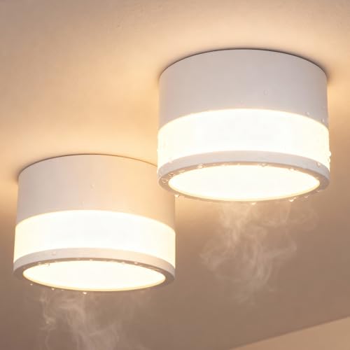 ZIZZLER 2 Pack Focos Blanco Superficie Salon Bano, Aplique Techo Led Cilindrico, IP44 Foco Interior Pasillo Techo Pequeno, 12W Ojo De Buey Led Superficie, Holofote, 10cm Surface Mounted Spotlight