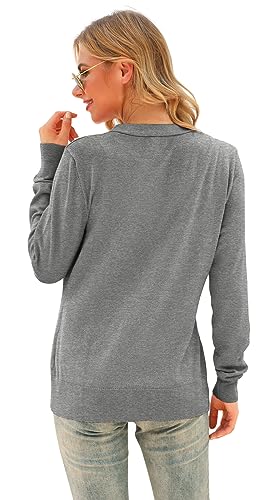 Image of VIISHOW Women Long Sleeve Button Down V Neck Lightweight Basic Knit Sweater Cardigan