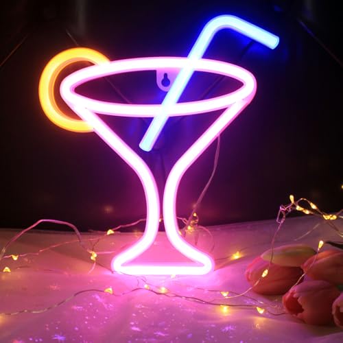 Image of Cocktail Neon Sign Neon Night Light Signs for Wall Decor Battery and USB Dual Powered Cocktails Night Lamp for Bar Club Bar Cart Decor Beautiful Neon Light Cool Neon Sign for Room Bar