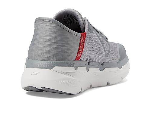 Skechers Men's Max Cushioning Slip-ins - Athletic Workout Running Walking Shoes with Memory Foam, Grey/Red, 12