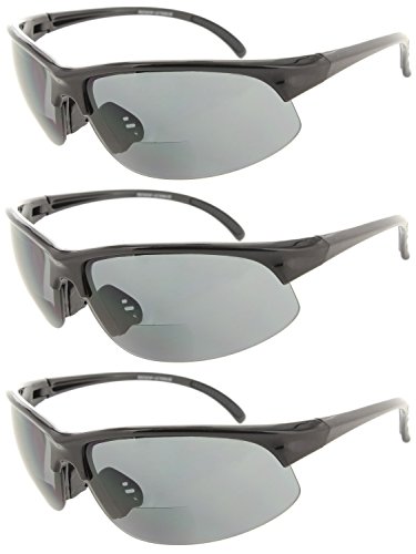 Fiore 3 Pack or 1 Pack Bifocal Sports Sunglasses Wrap Around Sun Readers