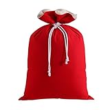 DYSHAYEN Santa Sack Christmas Gift Bag 19.7 X 27.6 Inch Large Canvas Christmas Santa Claus Bag for Xmas Party Supplies Favors (Red)