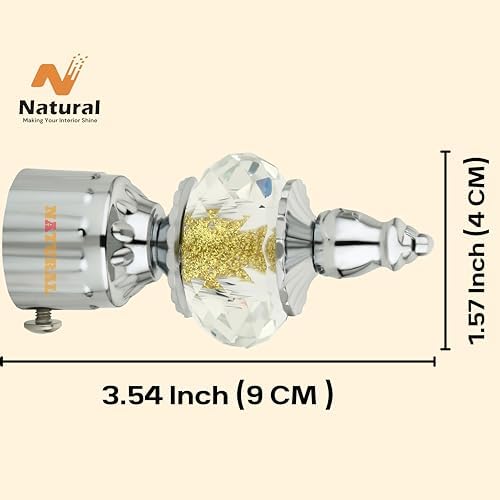 Natural Heavy Duty Aluminum Royal Luxury Design Curtain Bracket/Finial and Curtain Support with Screw/Wallplug for Window & Door Curtain Fittings Suitable Upto 1 Inch Pipe. (6 Set, Chrome)