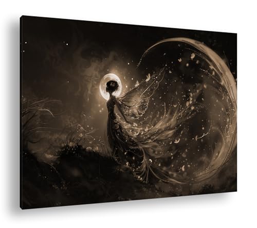 Décoration forme elfique au clair de lune grand tableau sépia salon 100 x 70