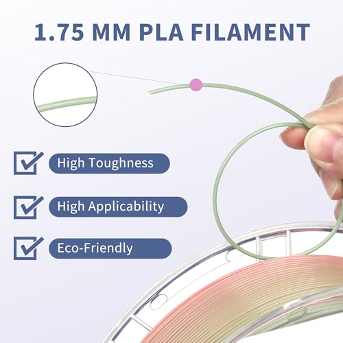 Image of Rainbow 3D PLA Printer Filament 1.75 mm, Matte 3 D PLA Printing Print Filament + /-0.03mm, 1kg /2.2lbs
