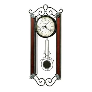 Howard Miller Springdale II Wall Clocks – Analog Display Antique Style Pendulum Gray Wood Clocks with Convex Crystal Glass | Quartz Movement Perfect for Bedroom Home Decor and Office