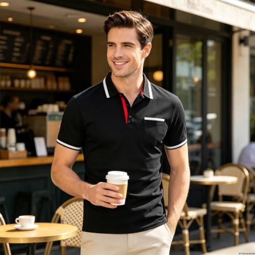Polo Henley de qualité supérieure avec finitions contrastées - 3