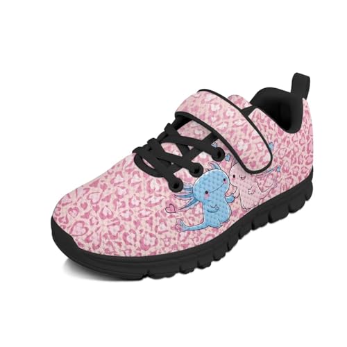 Kids Shoes Little Kid Boys Girls Athletic Running Sports Strap Sneakers for Little Kid/Big Kid Pink Leopard Axolot Pattern