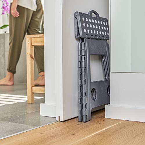 Zeller 13037 Premium Klapphocker faltbar, Kunststoff, anthrazit, TÜV geprüft, belastbar bis 150 kg, ca. 38,5 x 31,5 x 39 cm