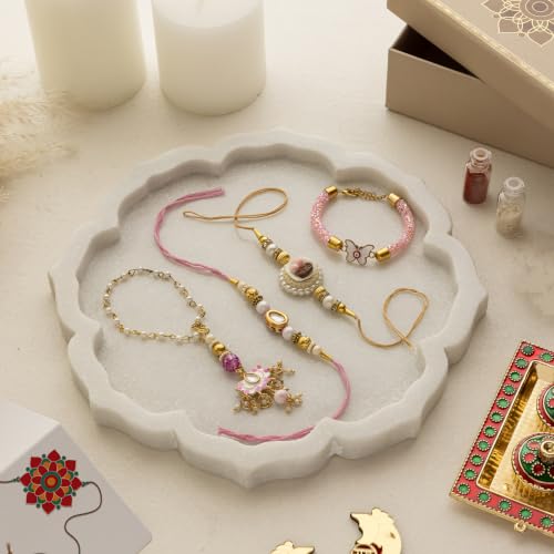 Image of Premium Handmade Designer Rakhi Set for Brother and Bhabhi Adjustable Couple Rakhi with Roli Chawal & Nariyal