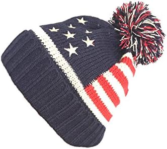 Women Men American Flag Cuffed Knit USA 