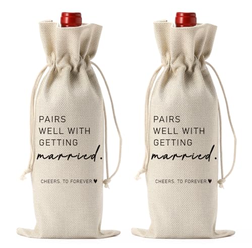Image of 2PCS Married Wine Bag Married Gifts for Couples Mr Mrs Marriage Honeymoon Gift Wedding Party Decorations Getting Engaged Wine Bottle Bag Champagne Bottle Wraps Bags