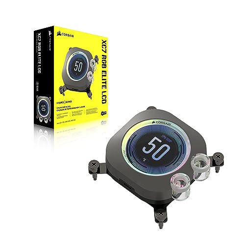 CORSAIR XC7 RGB ELITE LCD Waterblock pour Processeur - Écran LCD 480x480-31 LED RGB - USB-C - Compatible avec Intel LGA 1700, AMD AM5 et plus - Gris Furtif