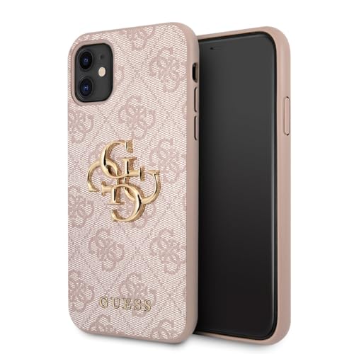 Coque iPhone 11 GUESS rose 4G Logo Big Metal pour smartphone 6,1 pouces