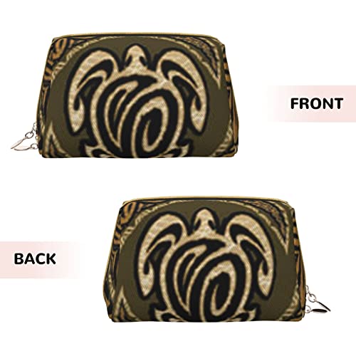 Trousse de maquillage en cuir imprimé tortue hawaïenne blanche