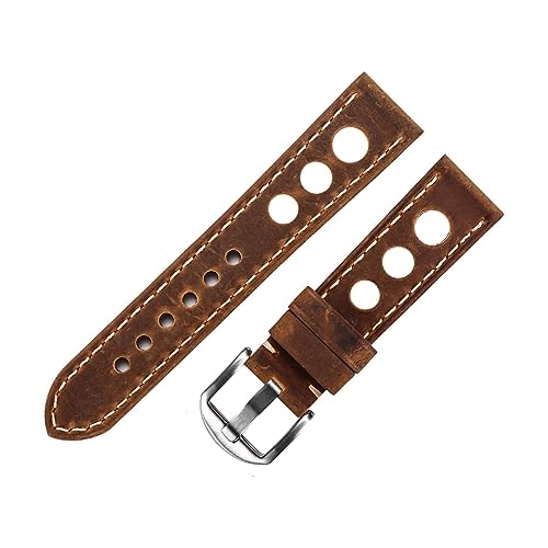 Bracelet de montre marron vintage en cuir véritable pour un style quotidien élégant 20mm 22mm