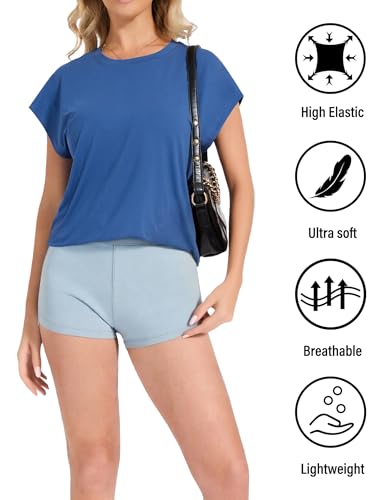 Image of Dalavch 1 /4 Pack Women Cap Sleeve Tops Crew Neck T Shirts Workout Loose Fit Summer Fall Outfits Tee