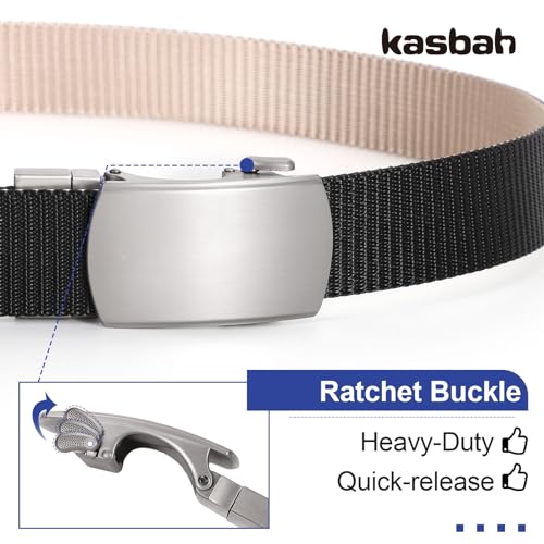 KASBAH Men's Reversible Belt Ratchet Nylon Belt for Men Casual Web Golf Belt for Jeans Pants Work3