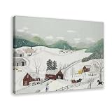 WCYB Póster decorativo sobre el río a la casa de la abuela 2 de Grandma Moses para decoración de pared para oficina, sala de estar, marco de 30,5 cm de largo x 45,7 cm de ancho