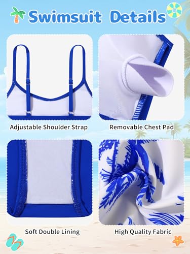 Image of Girl's 3 Piece Bikini Set Cross Strap Swimsuits for Girls Bathing Suit with Shorts Teen Swimwear Swimming Suit