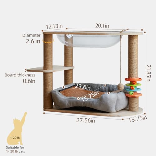 Torre para gato de dos niveles con hamaca y rascador de cuerda sisal miniatura 2