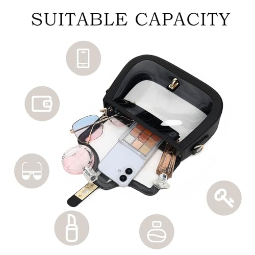 FAIME Clear Stadium Bag for Women Crossbody Cute Clear Bag for Stadium Event Concerts, See Through Purse With Guitar Strap4