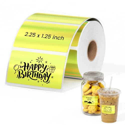 Image of Phomemo 2.25 inchx1.25 inch Gold Direct Thermal Labels, 500 Labels /Roll