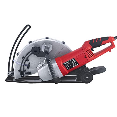 Steel Force KPC 3551 Portable 14" Wet/Dry Electric Corded Circular Concrete Saw/Power Angle Cutter 2600W w/Water Line & Guide Roller