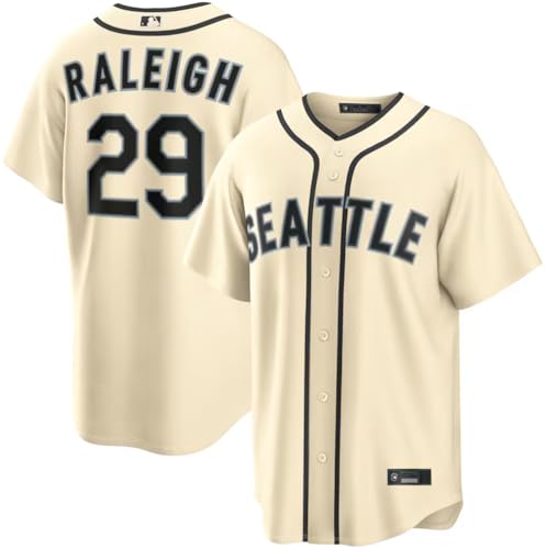 Outerstuff Youth Cal Raleigh Seattle Mariners Cream Alternate Replica Jersey (US Alpha Medium Regular Cream)