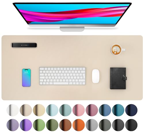 Aothia Tapete de mesa, tapete de rato em couro PU, tapete de secretária para portátil, tapete protetor de mesa (80 x 40 cm bege)
