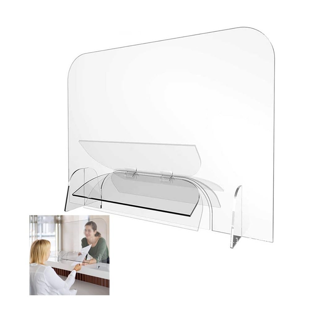 LWJSOCP Desk Privacy Divider, Counter Desk Sneeze Guard Acrylic Panels Desk Divider Partition With For Business, Office, School(70X120cm)