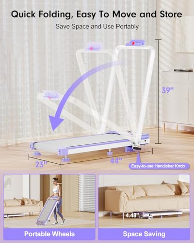 2025 Upgrade Walking Pad Treadmill with 8% Incline & Handle Bar, 3.5HP Portable Treadmill for Home Small, Under Desk Compact Walking Pad 300+lb Capacity, Shock Absorption, 0.6-6mph, Remote, Smart App
