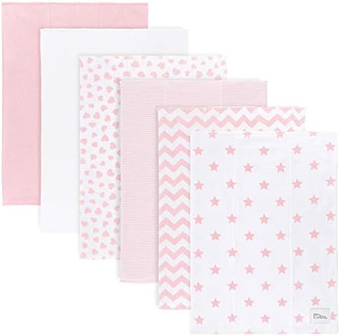 Comfy Cubs Burp Cloths for Baby, 100% Cotton Washcloths Double Layered, Large, Extra Absorbent and Soft Muslin Squares for Boys and Girls (Blue, Pack of 6)