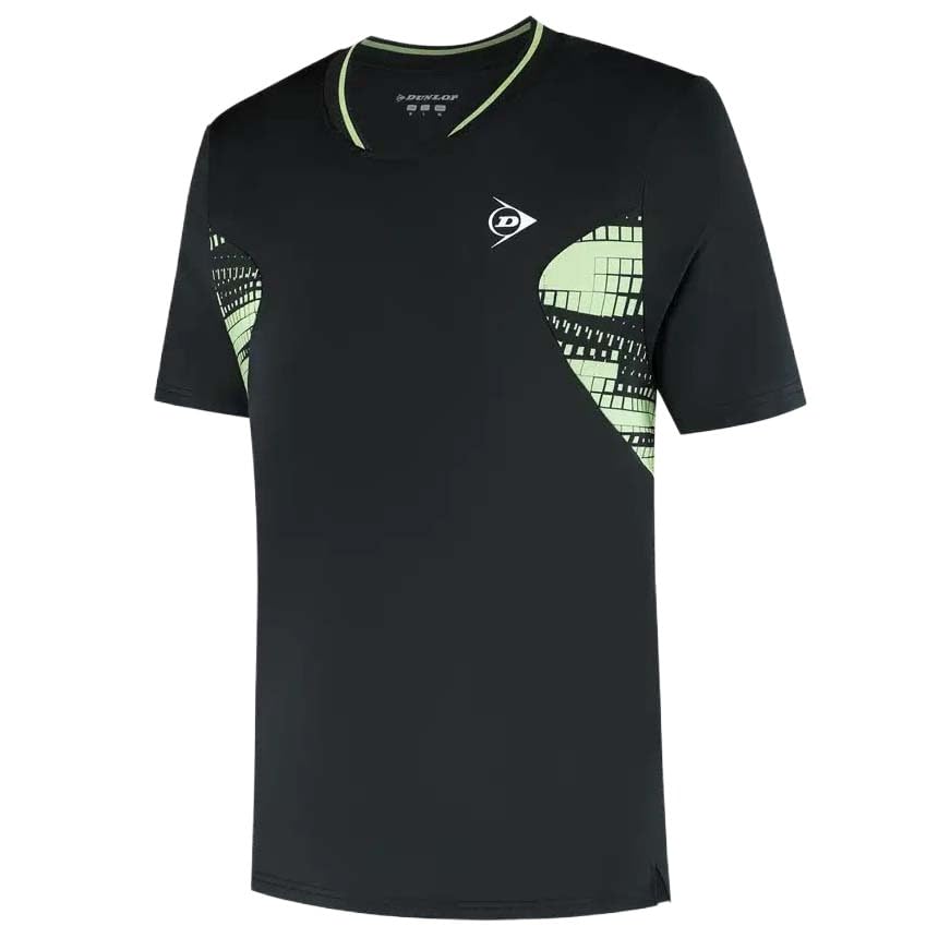DUNLOP Départ 1 du pour Hommes – Noir/Vert Clair | T-Shirt de Tennis de Performance/Padel