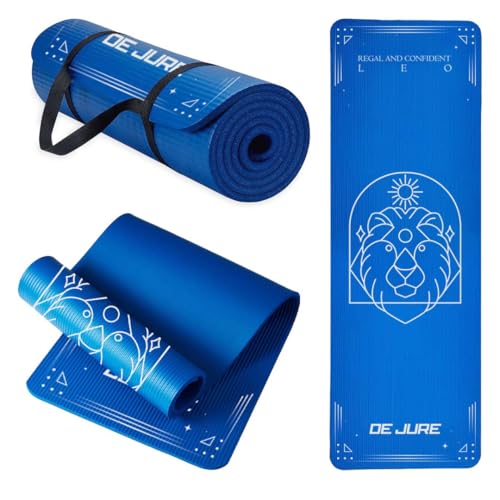 Image of De Jure Fitness Yoga Mat for Women and Men, 13mm Extra Thick Non-Slip NBR Exercise Mat for Yoga, Pilates, Gym & Floor Workouts - with Carry Strap - Leo