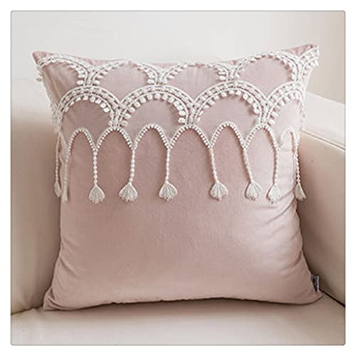 Housse de coussin en velours 45x45cm pour rénover un canapé usé avec broderie et dentelle