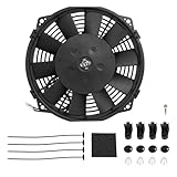 FSBCGT Universal 8 Inch Slim Radiator Cooling Fan 12V 80W with Mount Kit, Fits Radiators for Vehicles, Trucks, ATVs – Black