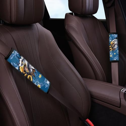 Image of AFPANQZ Eagle Tropical Flowers Safety Seatbelt Cover Kit Car Auto Seat Belt Pads Covers Comfortable Driving Car Seats Accessories Backpack Bags Strap Pads Covers
