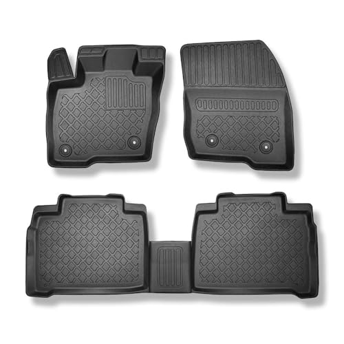 Mossa Tapis de Sol en TPE adapté pour Ford S-Max II Monospace (09.2015-2023) - Tapis de Voiture - Noir - G