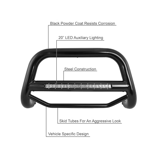 Image of Black Horse MAX Beacon Bull Bar No Skid Plate Black Compatible with 98-04 Blazer|98-04 Chevrolet S10|98-02 GMC S15 Jimmy|98-04 Sonoma|1998-2000 Isuzu Hombre|98-01 Bravada-MAB-GMB1701B