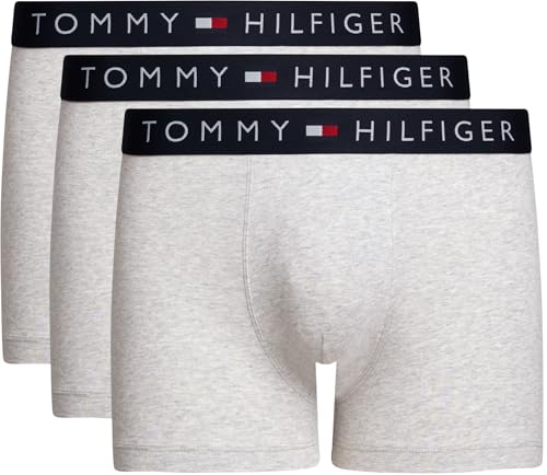 Tommy Hilfiger Herren 3er Pack Boxershorts Trunks Baumwolle mit Stretch, Grau (Grey Htr/Grey Htr/Grey Htr), XL