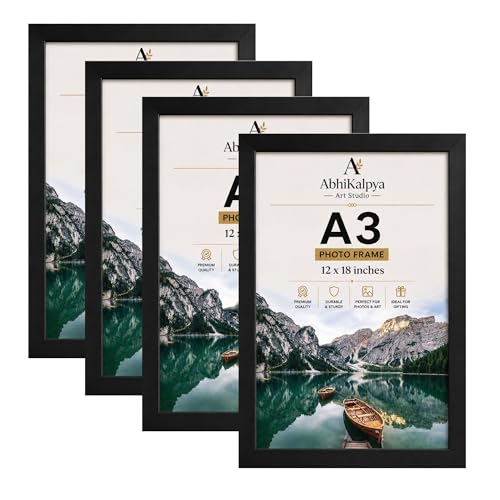 Image of AbhiKalpya Art Studio A3 Size Photo Frame 12 inchx18 inch Inch Frame For Wall Artwork /Painting (Black) (Set of 4) Premium*