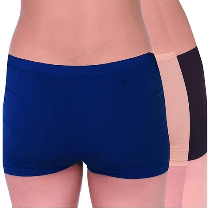 High Coverage Bamboo Micro Modal Spandex Boy Shorts Panties for Women with No Marks Waistband and StayFresh Treatment Pack of 3-image-3