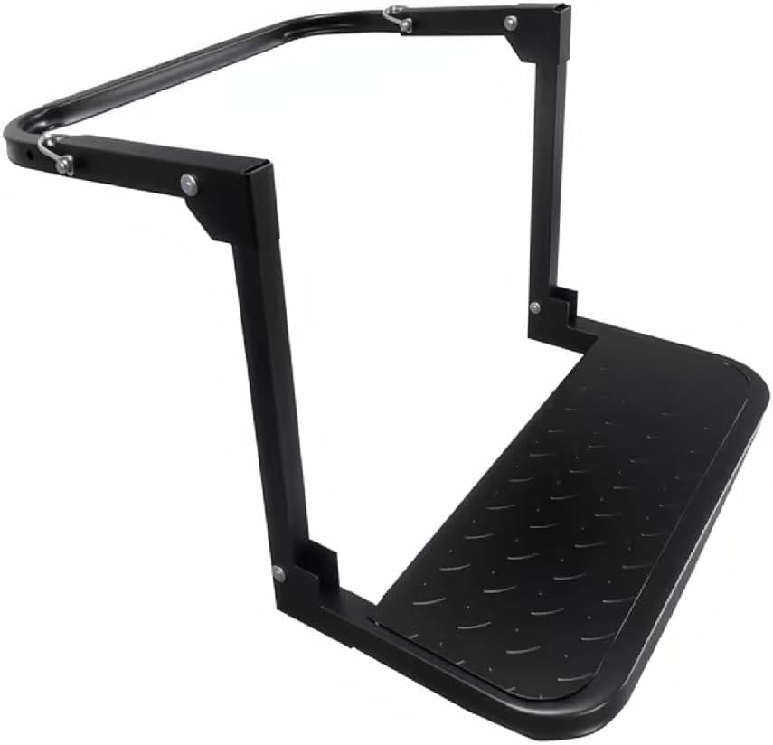 Folding Heavy Duty Tire Step for Truck, SUV and RV Adjustable Tire Mounted Step Fit Most Tire from 10.2” to 14.4”, Rated up to 300 Lbs, Portable Non-Slip Platform, Black