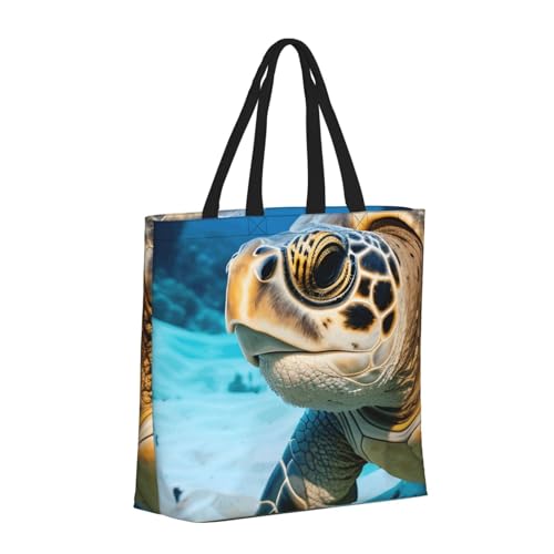 Big Sea Turtle Print Women's Portable Tote Bag - Large Shopper for Beach,Travel,Gym | Summer Handbag2