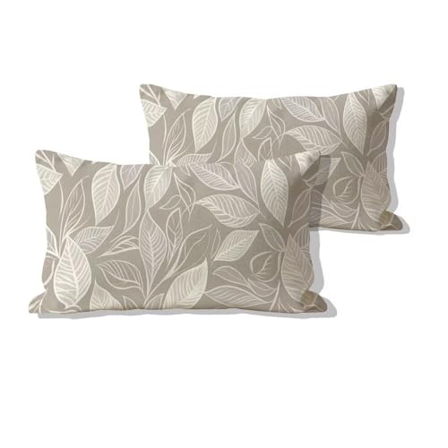 Housse de coussin extérieure imperméable 50x80 cm brun rectangle lot de 2 - 2