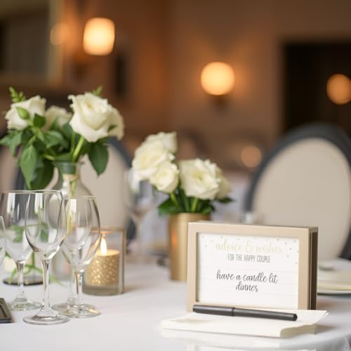 Image of Kate & Milo Advice & Wishes Wedding Guest Card Frame, Guestbook Alternative with Message Cards & Pen, Keepsake Wedding Decor for Reception or Shower
