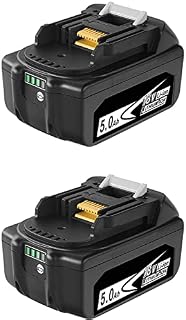 VOLT1799 2Pack 5.0Ah BL1850B Li-ion Battery for Makita 18v Battery BL1850 BL1860 BL1860B BL1850B BL1840 BL1840B BL1830 BL1830B BL1815 BL1835 with LED Indicator + three brushes